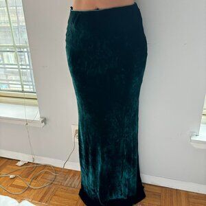 Vintage Roots crushed velvet dark green turquoise maxi skirt - size S/M